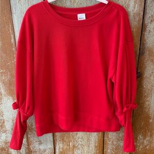 Maeve Red Sweatshirt with Bow Sleeves